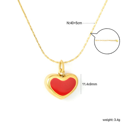 Wholesale 18K Gold Plated Red Enamel Heart Pendant Necklace Vibrant Color Festival Celebration