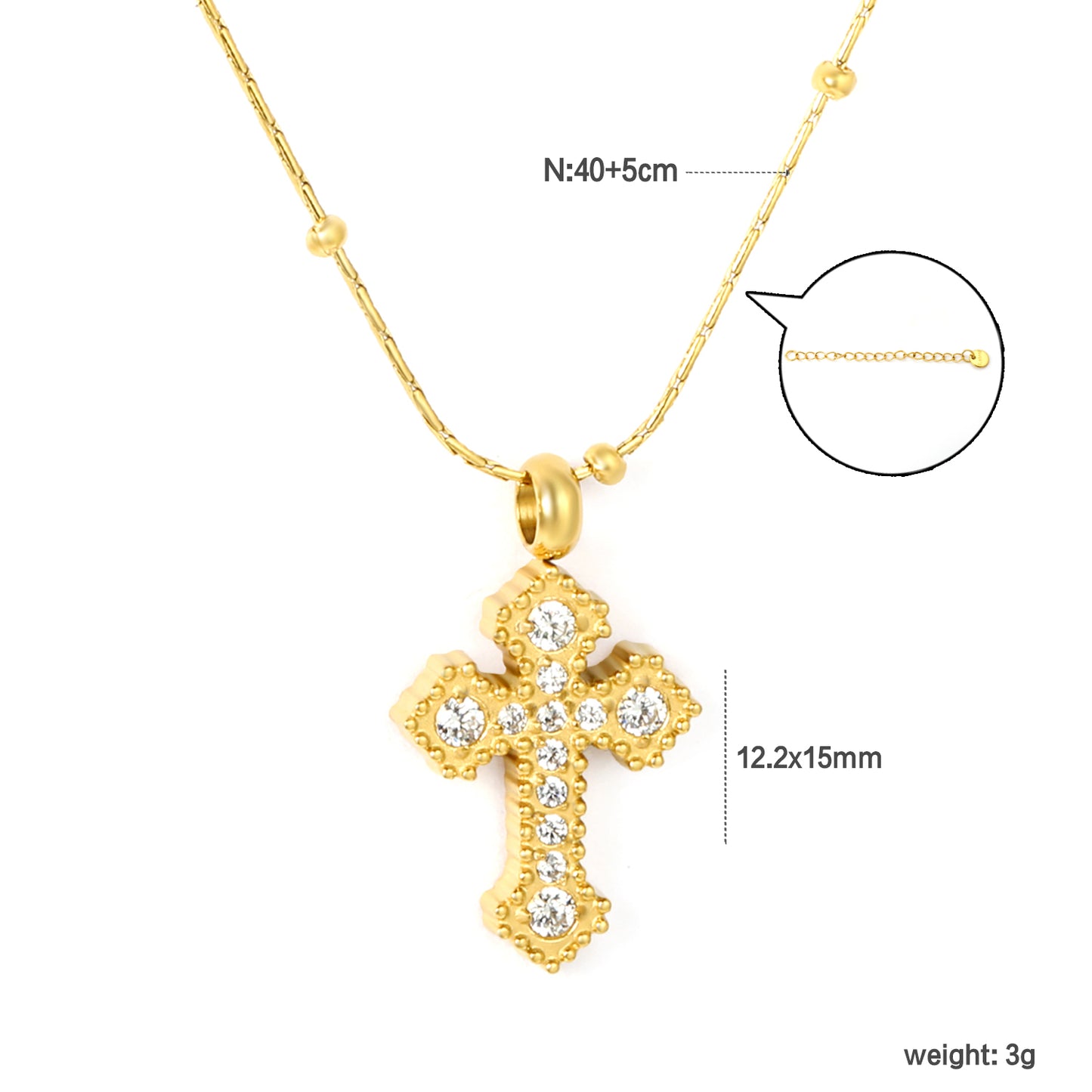 Wholesale 18K Gold Plated Full Diamond Cross Pendant Necklace Setting Luxurious Celebration