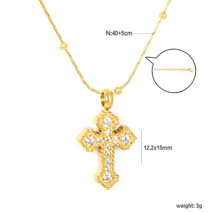 Wholesale 18K Gold Plated Full Diamond Cross Pendant Necklace Setting Luxurious Celebration