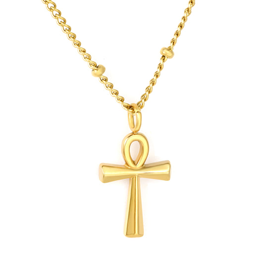 Wholesale 18K Gold Plated Ankh Symbol Pendant Necklace Ancient Egyptian Futuristic Art