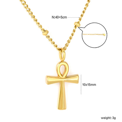 Wholesale 18K Gold Plated Ankh Symbol Pendant Necklace Ancient Egyptian Futuristic Art