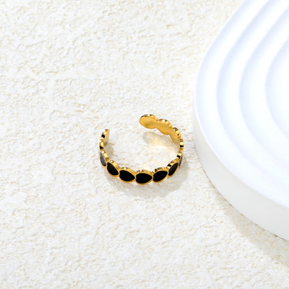 Wholesale 18K Gold Plated Open Heart Enamel Ring Multi-Color Gem Tones Adjustable Fit Festive Celebration