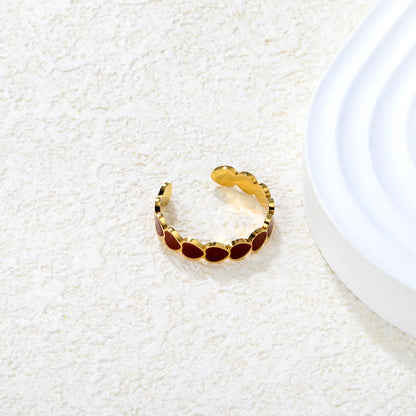 Wholesale 18K Gold Plated Open Heart Enamel Ring Multi-Color Gem Tones Adjustable Fit Festive Celebration