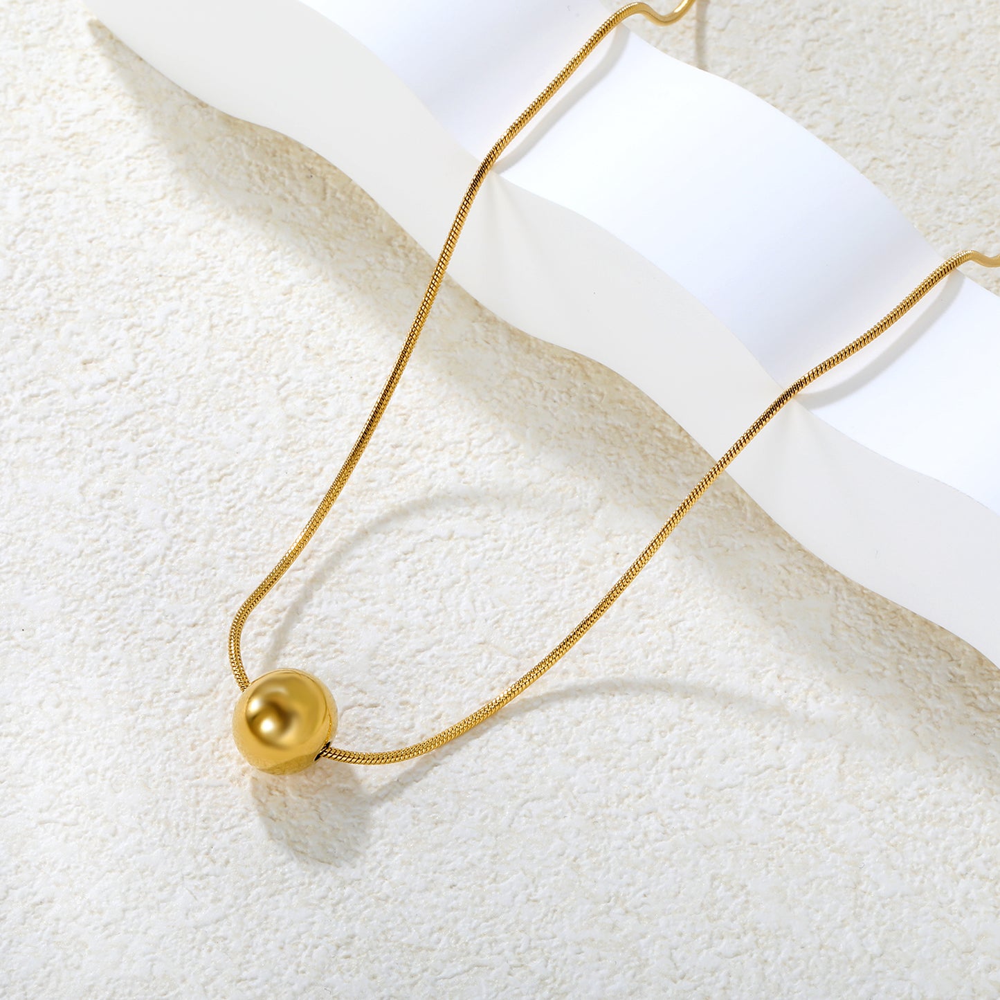 Wholesale Two-Tone Sphere Necklace Gold & Silver Chain Options Graduated Bead Pendant Minimalist Luxury Art