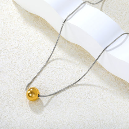 Wholesale Two-Tone Sphere Necklace Gold & Silver Chain Options Graduated Bead Pendant Minimalist Luxury Art