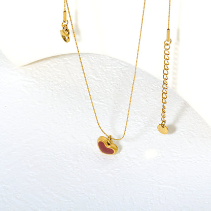 Wholesale 18K Gold Plated Red Enamel Heart Pendant Necklace Vibrant Color Festival Celebration