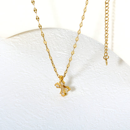 Wholesale 18K Gold Plated Diamond Cross Pendant Necklace Prong Setting Festival Celebration
