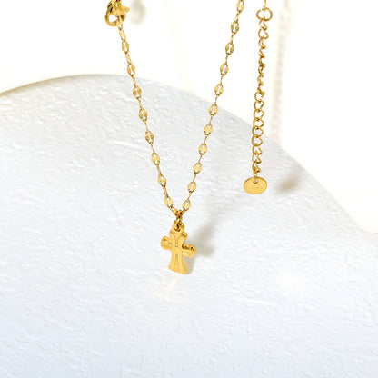 Wholesale 18K Gold Plated Vintage Cross Pendant Necklace Textured Surface Industrial Heritage