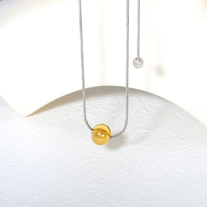 Wholesale Two-Tone Sphere Necklace Gold & Silver Chain Options Graduated Bead Pendant Minimalist Luxury Art