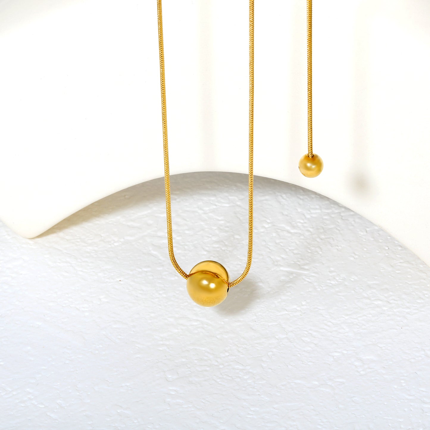 Wholesale Two-Tone Sphere Necklace Gold & Silver Chain Options Graduated Bead Pendant Minimalist Luxury Art