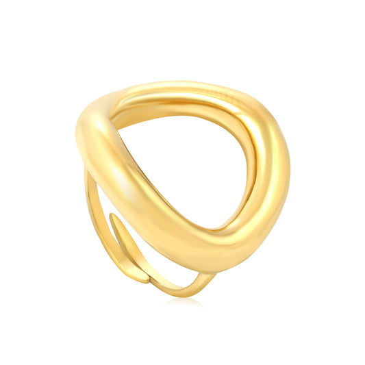 Wholesale 18K Gold Plated Double Interlock Ring Negative Space Weave Light Luxury Artistry
