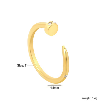 Wholesale 18K Gold Plated C-Shaped Open Ring Sphere & Diamond Accent Minimalist Luxury Adjustable Fit