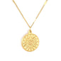 Wholesale 18K Gold Plated Sunburst Medallion Necklace Radial Texture Industrial Vintage