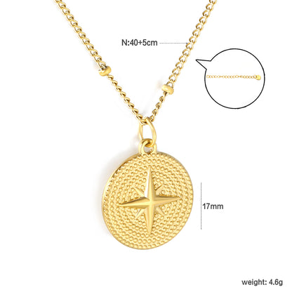 Wholesale 18K Gold Plated Cross Texture Medallion Necklace Industrial Vintage Light Luxury