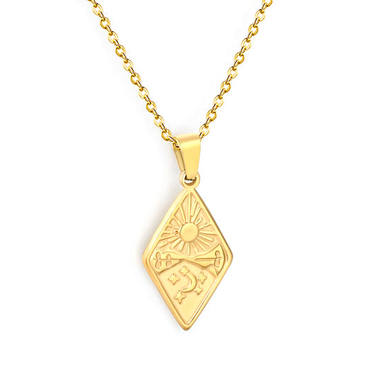 Wholesale 18K Gold Plated Diamond-Cut Pendant Necklace Faceted Texture Industrial Luxury
