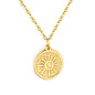 Wholesale 18K Gold Plated Sunburst Medallion Necklace Radial Texture Industrial Natural