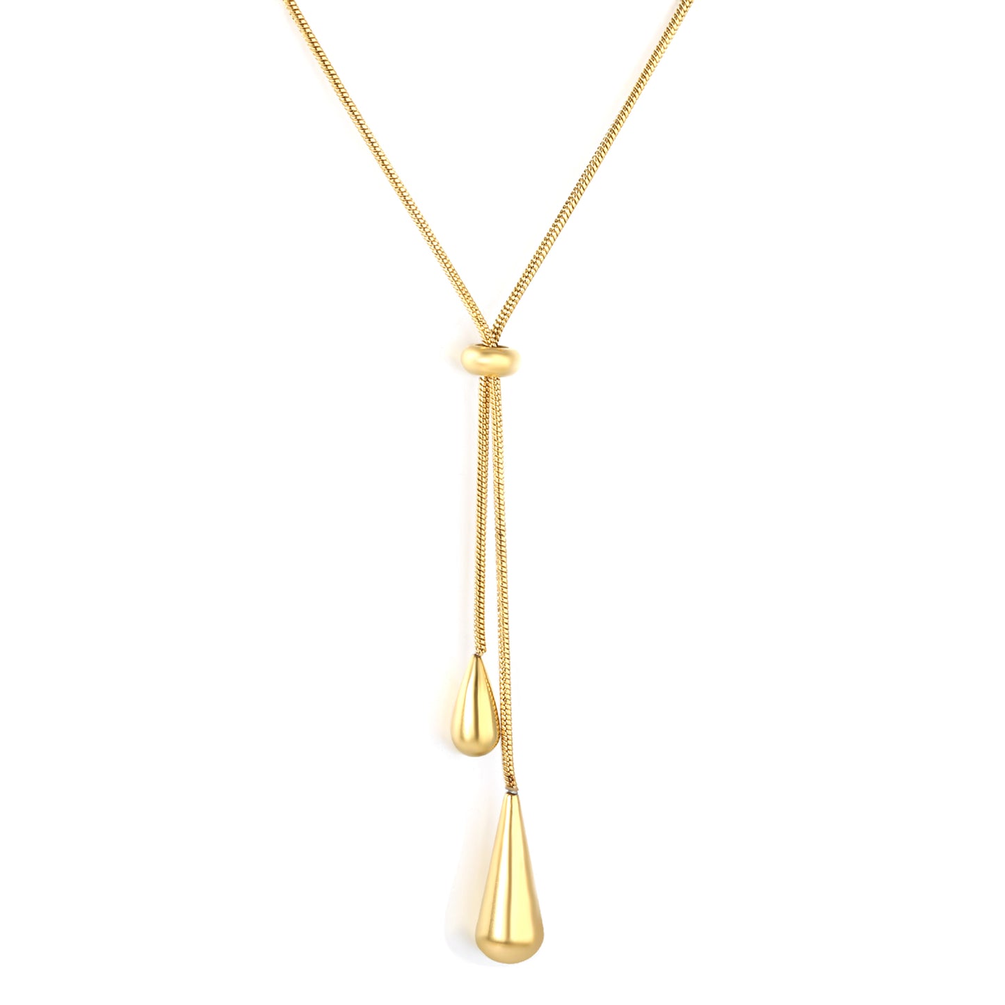 Wholesale 18K Gold Plated Y-Drop Dual Cone Pendant Necklace Geometric Futuristic Minimalist