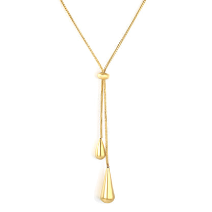 Wholesale 18K Gold Plated Y-Drop Dual Cone Pendant Necklace Geometric Futuristic Minimalist