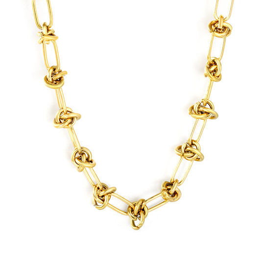 Wholesale 18K Gold Plated Woven Chain Necklace Textured Weave Industrial Vintage Luxury