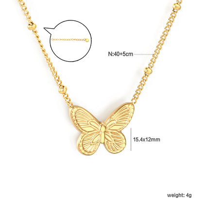 Wholesale 18K Gold Plated Butterfly Pendant Necklace Wing Texture Natural Theme Light Luxury