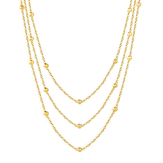 Wholesale 18K Gold Plated Multi-Strand Bead Accent Necklace Layered Design Minimalist Luxury