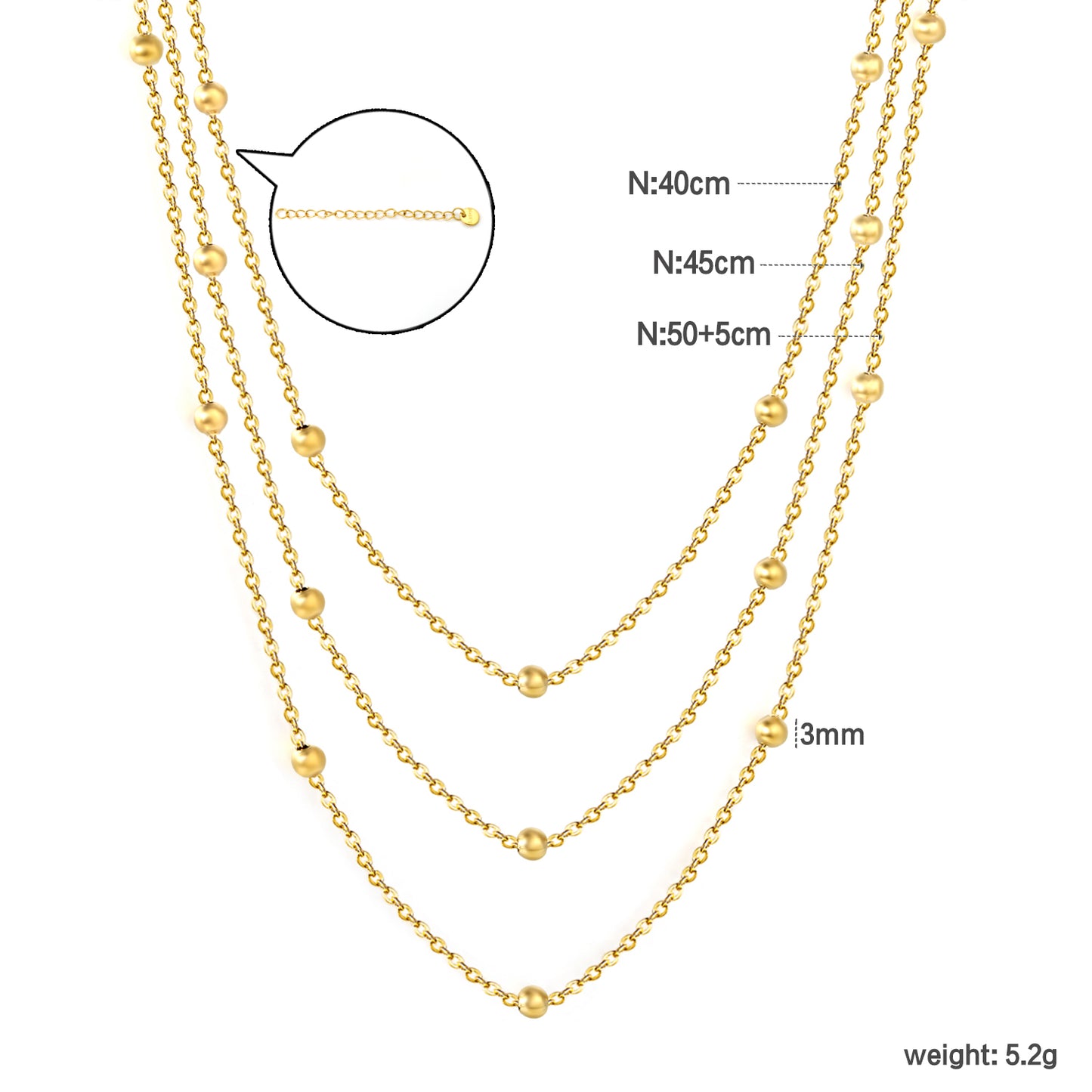Wholesale 18K Gold Plated Multi-Strand Bead Accent Necklace Layered Design Minimalist Luxury