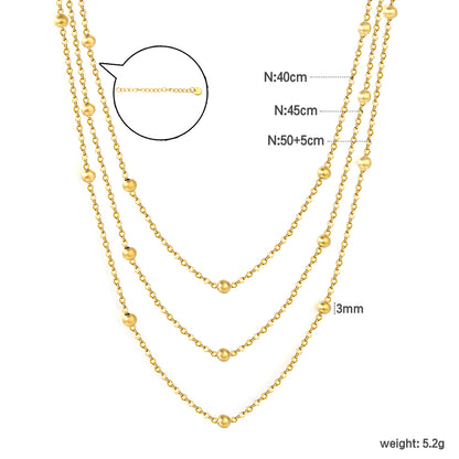 Wholesale 18K Gold Plated Multi-Strand Bead Accent Necklace Layered Design Minimalist Luxury