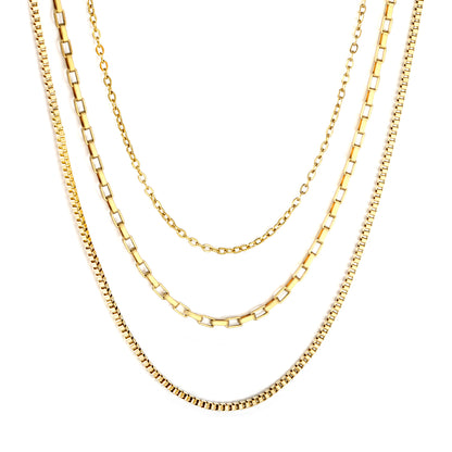 Wholesale 18K Gold Plated Multi-Layer Chain Necklace Mixed Styles Industrial Vintage Luxury