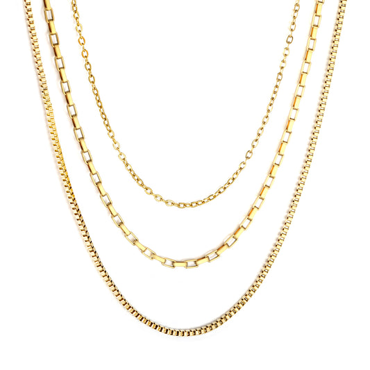 Wholesale 18K Gold Plated Multi-Layer Chain Necklace Mixed Styles Industrial Vintage Luxury