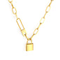 Wholesale 18K Gold Plated Paperclip Chain Lock Pendant Necklace Industrial Hardware Vintage