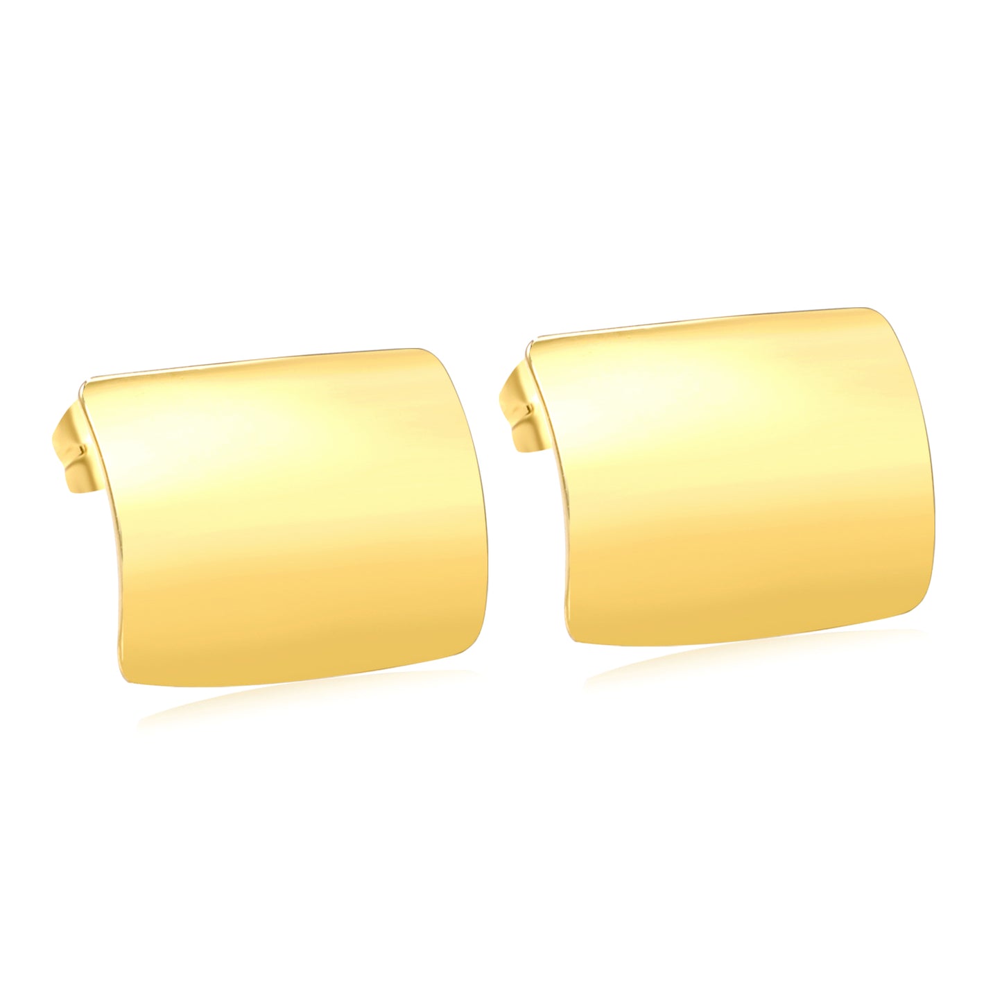 Golden Curved Rectangle Stud Earrings Jewelry Suppliers
