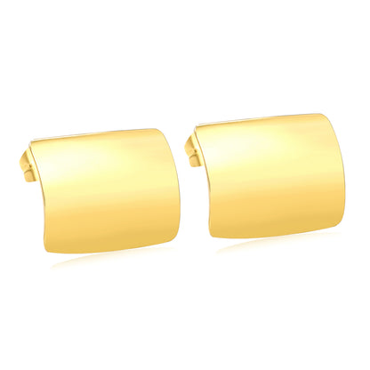 Golden Curved Rectangle Stud Earrings Jewelry Suppliers