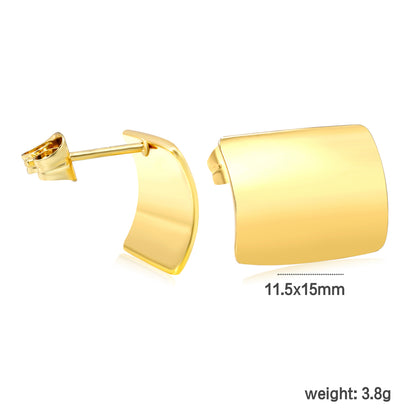 Golden Curved Rectangle Stud Earrings Jewelry Suppliers