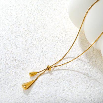 Wholesale 18K Gold Plated Y-Drop Dual Cone Pendant Necklace Geometric Futuristic Minimalist