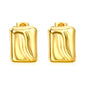 Golden Convex Rectangle Stud Earrings Jewelry Suppliers
