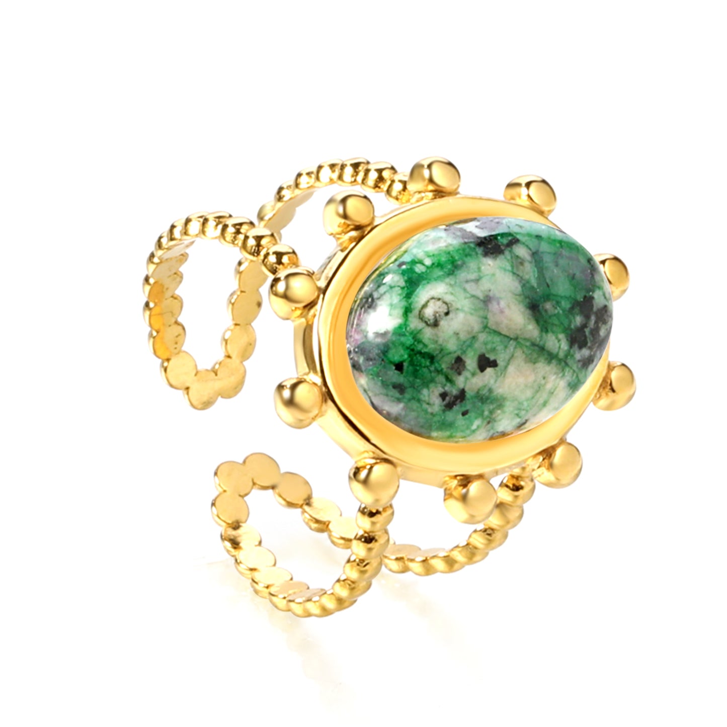 Wholesale Stainless Steel Light - colored / Turquoise / Chrysoprase Gemstone Ring