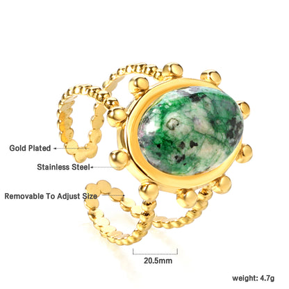 Wholesale Stainless Steel Light - colored / Turquoise / Chrysoprase Gemstone Ring