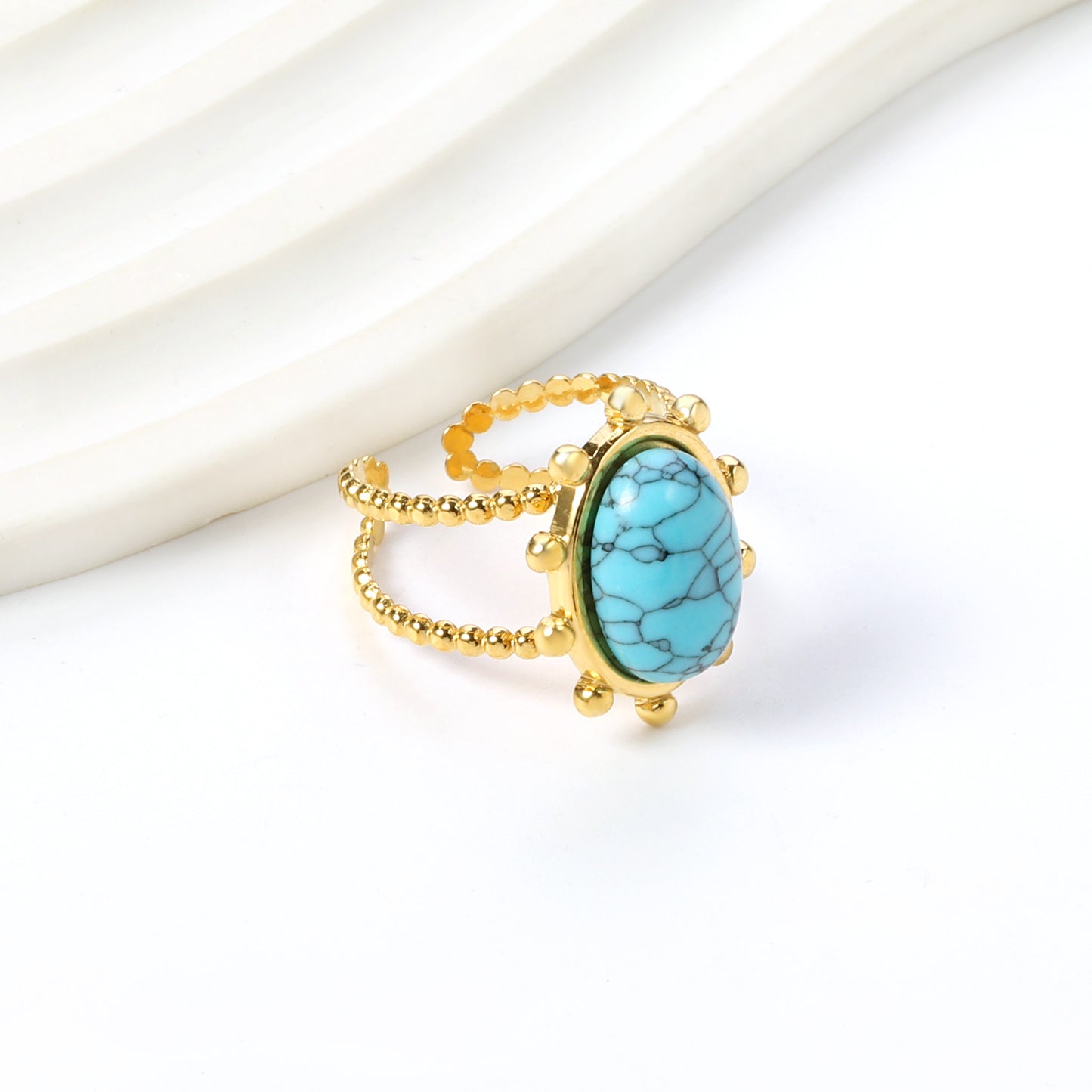 Wholesale Stainless Steel Light - colored / Turquoise / Chrysoprase Gemstone Ring