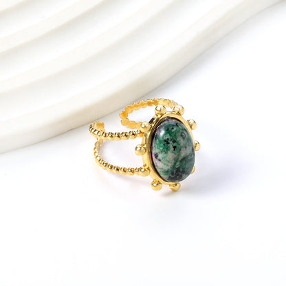 Wholesale Stainless Steel Light - colored / Turquoise / Chrysoprase Gemstone Ring