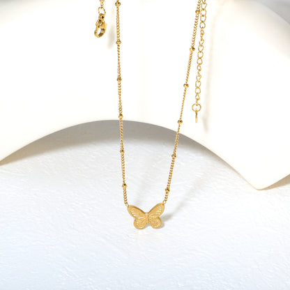 Wholesale 18K Gold Plated Butterfly Pendant Necklace Wing Texture Natural Theme Light Luxury