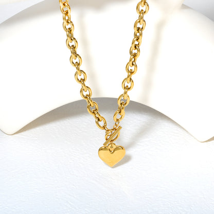 Wholesale 18K Gold Plated Paperclip Chain Heart T-Bar Necklace Industrial Festival Luxury