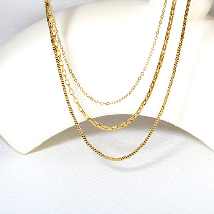 Wholesale 18K Gold Plated Multi-Layer Chain Necklace Mixed Styles Industrial Vintage Luxury