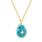 Wholesale Gold toned Stainless Steel Blue Oval Star adorned Pendant Necklace Mysterious Style