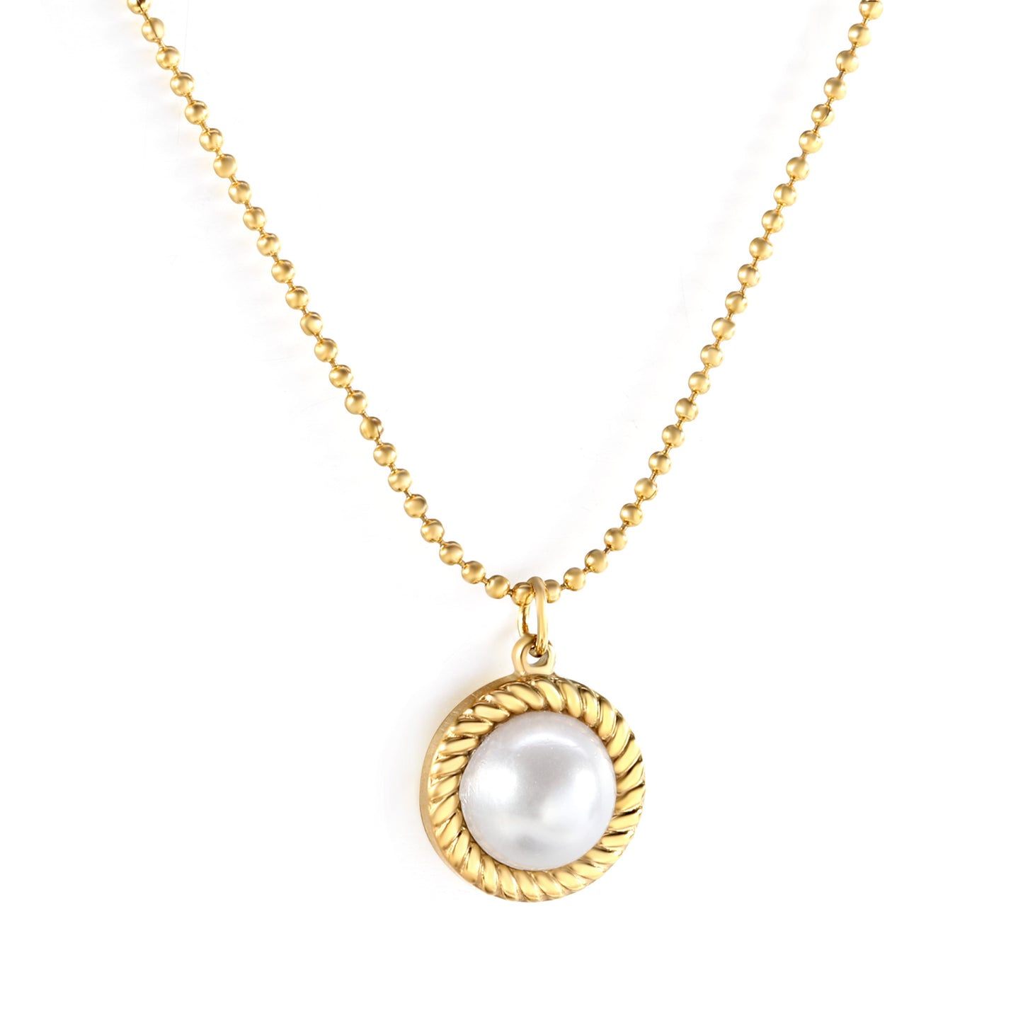 Wholesale Gold Tone Pearl Gem Pendant Necklace Elegant Simplicity