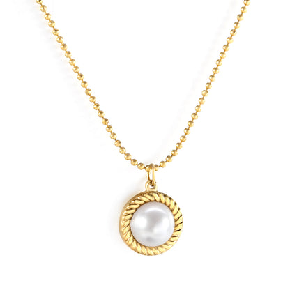 Wholesale Gold Tone Pearl Gem Pendant Necklace Elegant Simplicity