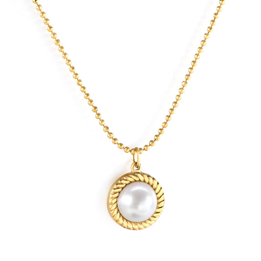 Wholesale Gold Tone Pearl Gem Pendant Necklace Elegant Simplicity