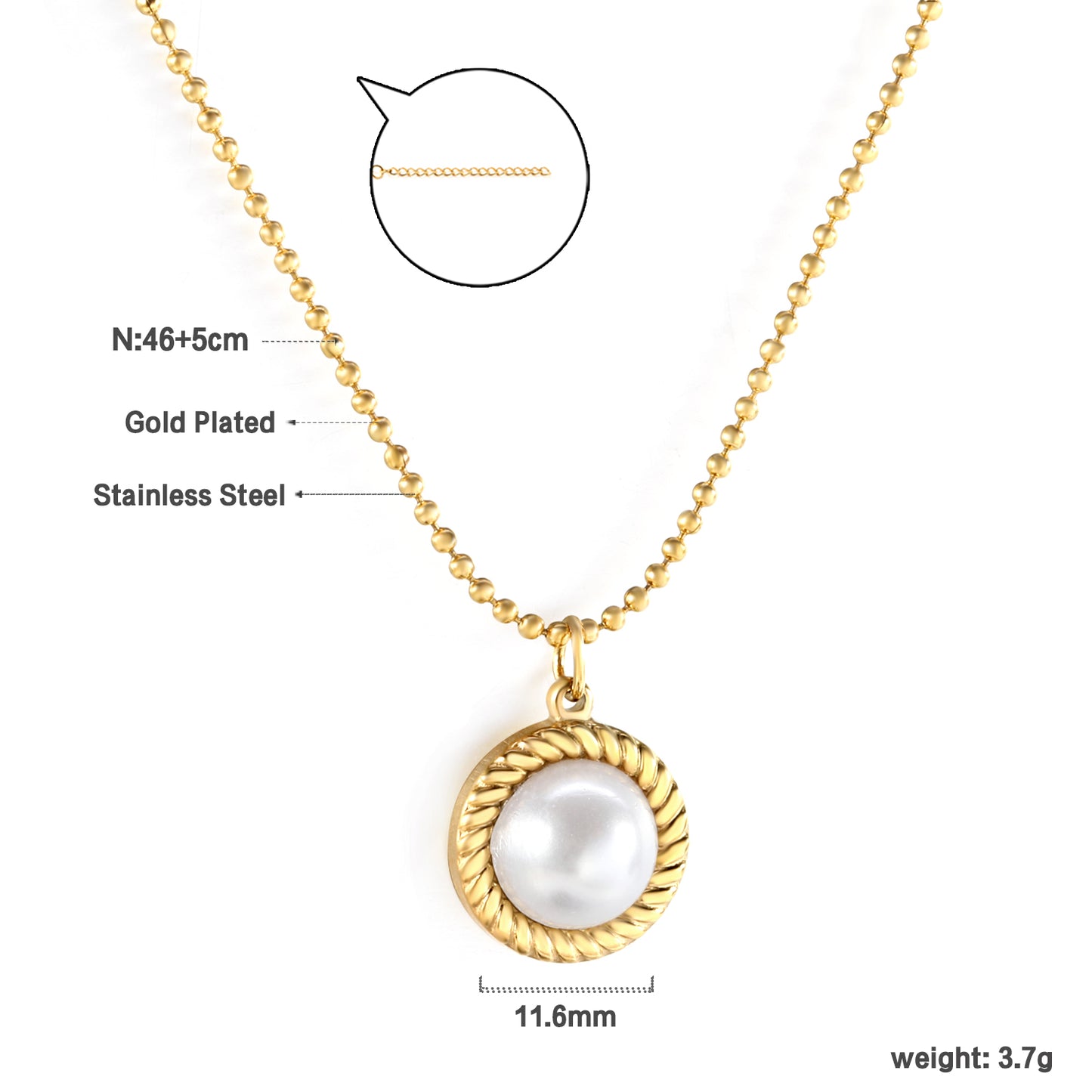 Wholesale Gold Tone Pearl Gem Pendant Necklace Elegant Simplicity