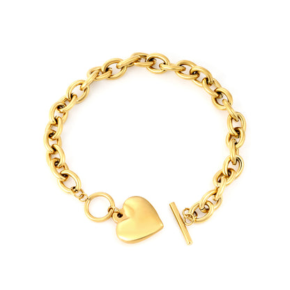 Wholesale 18K Gold Plated Rope Chain Bracelet Heart Charm Industrial Weave Vintage Luxury Art