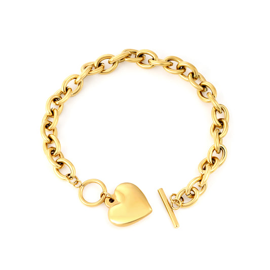 Wholesale 18K Gold Plated Rope Chain Bracelet Heart Charm Industrial Weave Vintage Luxury Art