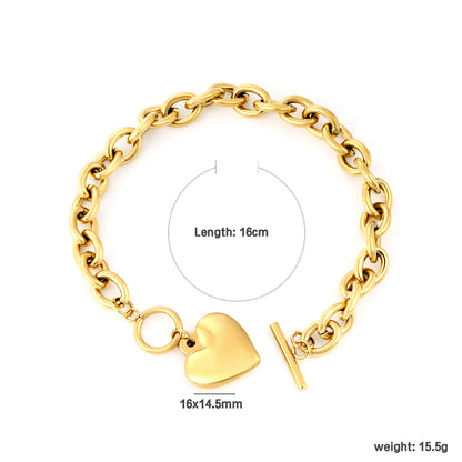 Wholesale 18K Gold Plated Rope Chain Bracelet Heart Charm Industrial Weave Vintage Luxury Art
